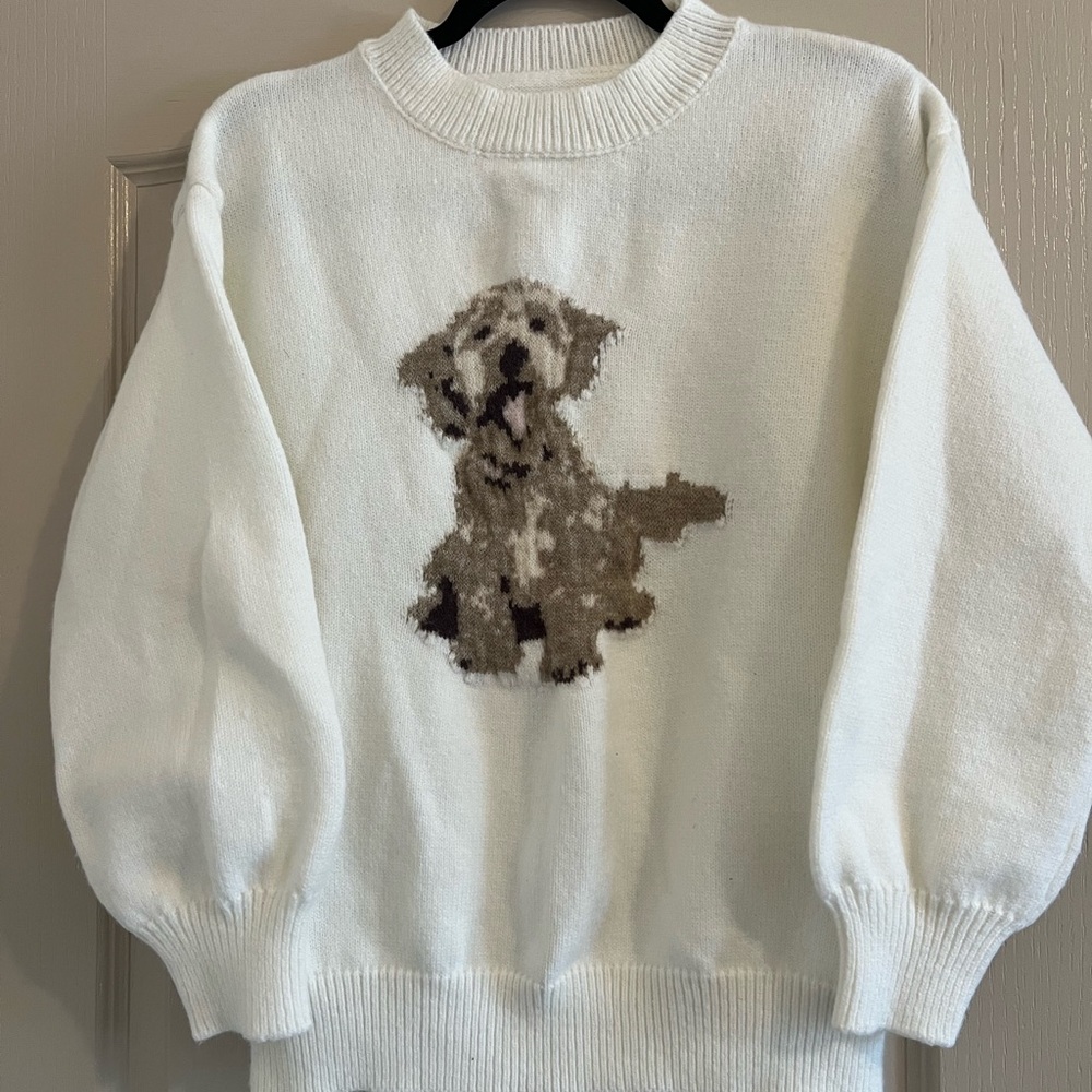 SHEIN White Sweater with Dog Design